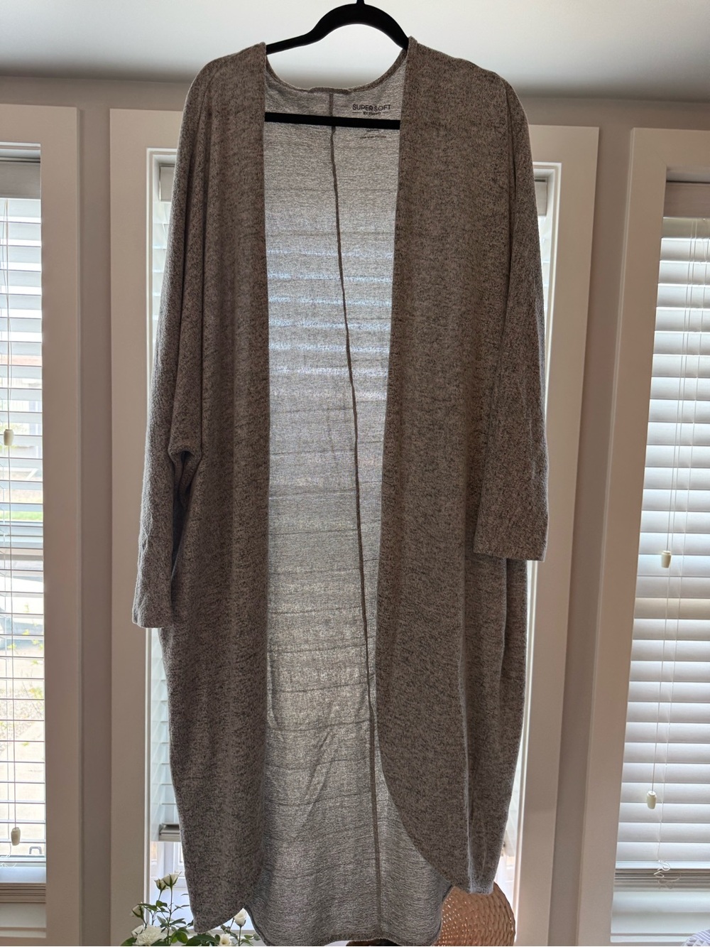 Supersoft Open-Front Women's Cocoon Cardigan Sweater in Heather Gray
